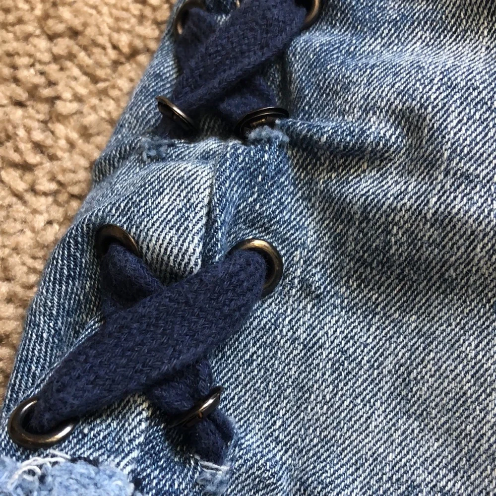 True‎ Craft Short Girls Size 16 Denim Blue Teen Junior Cuffed Raw Hem